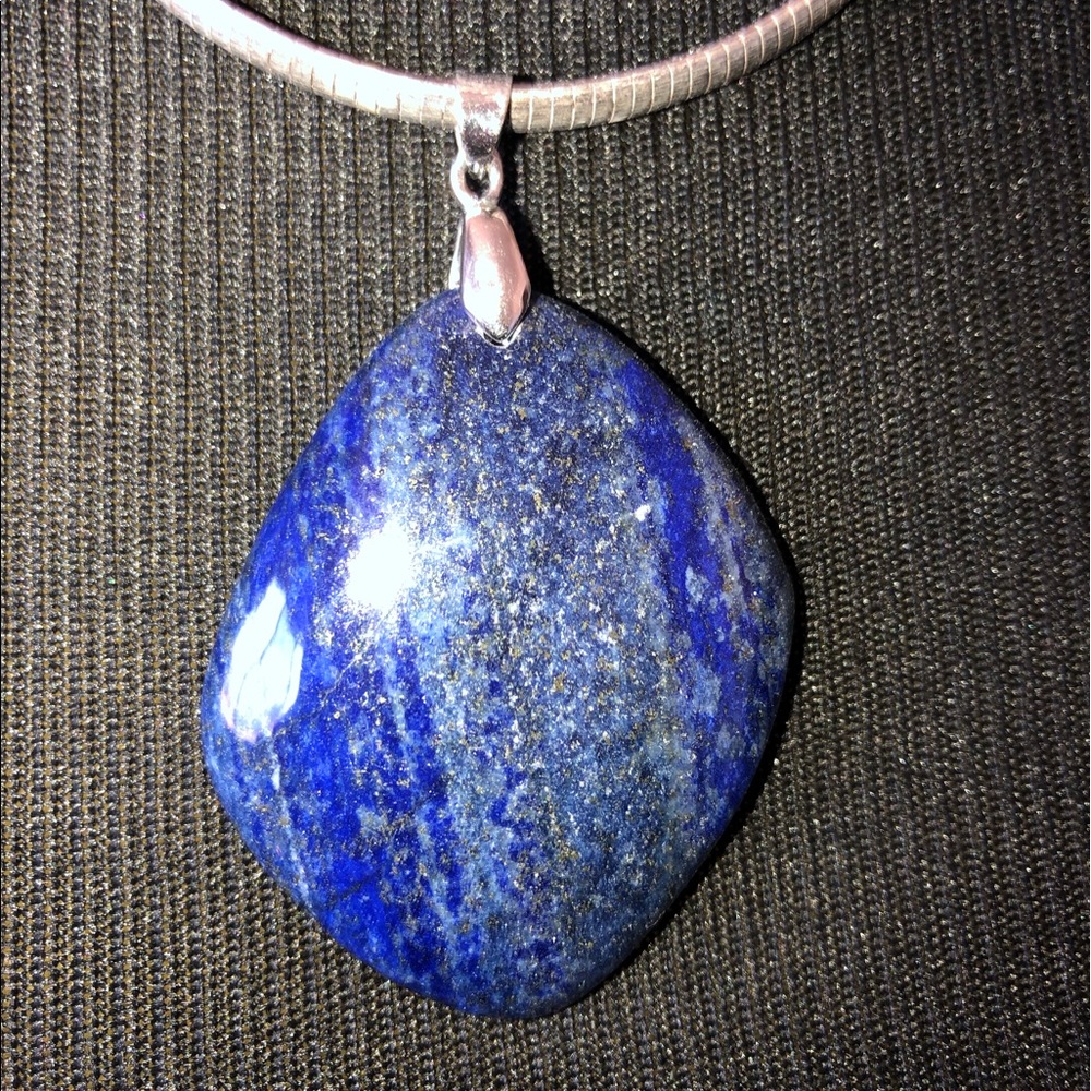 🛍️ Genuine Lapis Lazuli Modernist Pendant - Picture 2 of 13